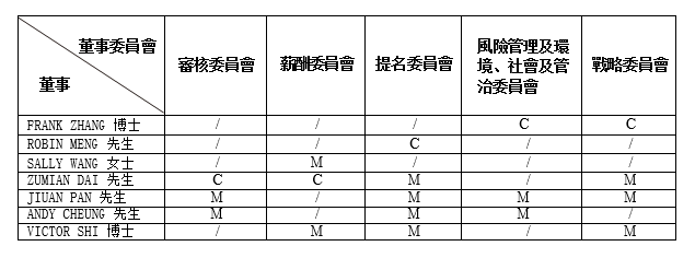 董事名單及其角色及職能<